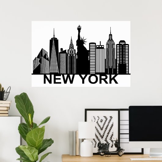 New York City silhouette Poster (Thuiskantoor)