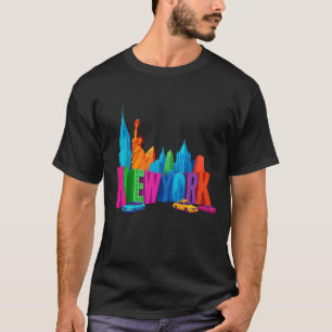 New York City Silhouette Standbeeld Van De Vrijhei T-shirt