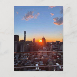 New York City Silhouette Zonsondergang Dak View Ku Briefkaart