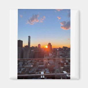 New York City Silhouette Zonsondergang Dakperspect Magneet