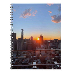 New York City Silhouette Zonsondergang Dakterras U Notitieboek