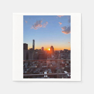 New York City Silhouette Zonsondergang Dakterras U Servet