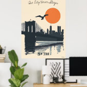 New York City Silhouetten - Skyline Reflections Poster (Thuiskantoor)