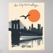 New York City Silhouetten - Skyline Reflections Poster (Voorkant)