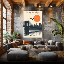 New York City Silhouetten - Skyline Reflections Poster