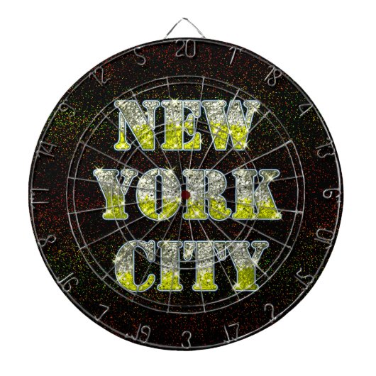 New York City Silver Gold Glitters Dartbord (Voorkant)