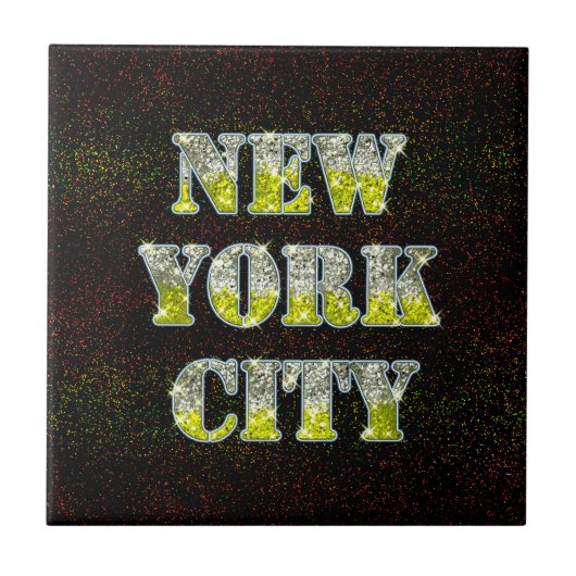 New York City Silver Gold Glitters Tegeltje (Voorkant)