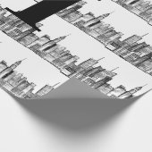New York City Simple Elegant Black White Monogram Cadeaupapier (Hoek)