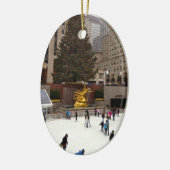 New York City Skating Rink kerstfeestdag NYC Keramisch Ornament (Links)