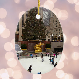 New York City Skating Rink kerstfeestdag NYC Keramisch Ornament
