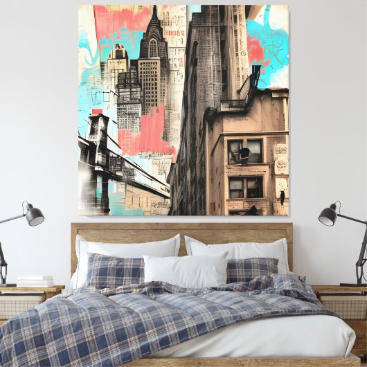New York City Sketch Canvas Afdruk (Insitu (Slaapkamer))