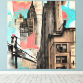 New York City Sketch Canvas Afdruk (Insitu (Houten vloer))