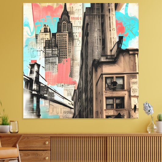  New York City Sketch Canvas Afdruk (Insitu (Woonkamer))
