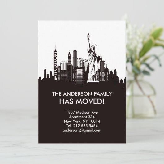 New York City Sky Line Moving Announement Kaart (Staand voorkant)