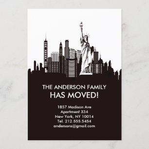 New York City Sky Line Moving Announement Kaart