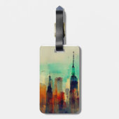 New York City Sky Line - Water Color Bagagelabel (Achterkant verticaal)