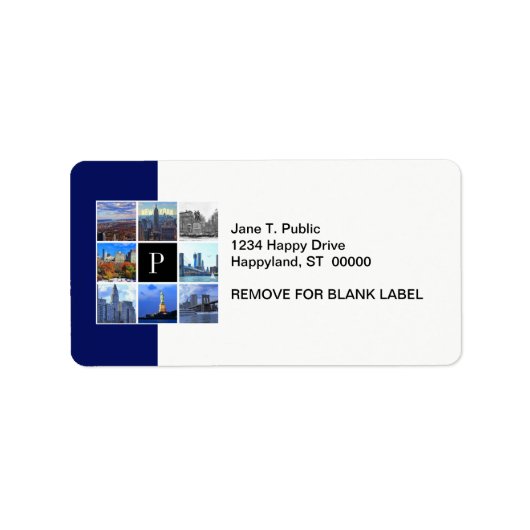 New York City Skyline 8 Afbeelding Photo Collage Etiket (Voorkant)