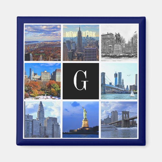 New York City Skyline 8 Afbeelding Photo Collage Magneet (Voorkant)