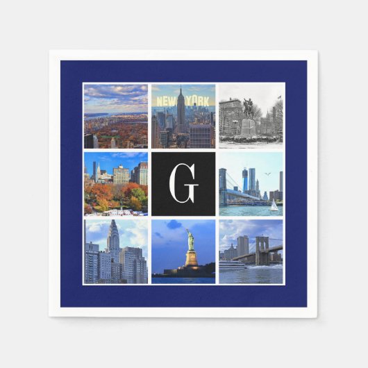New York City Skyline 8 Afbeelding Photo Collage Servetten (Voorkant)