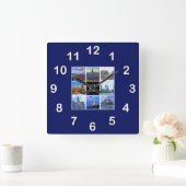 New York City Skyline 8 Afbeelding Photo Collage Vierkante Klok (Huis)