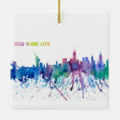 New York City Skyline an Impressionistic Blast Keramisch Ornament (Achterkant)