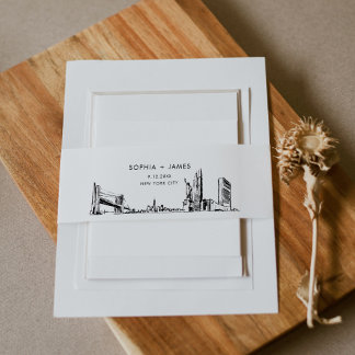 New York City Skyline Belly Band, 2"x11.5" Uitnodigingen Wikkel