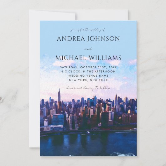 New York City Skyline Bestemming Reizen Bruiloft Kaart (Voorkant)