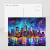 New York City Skyline bij nacht Abstract schildere Briefkaart (Voorkant / Achterkant)