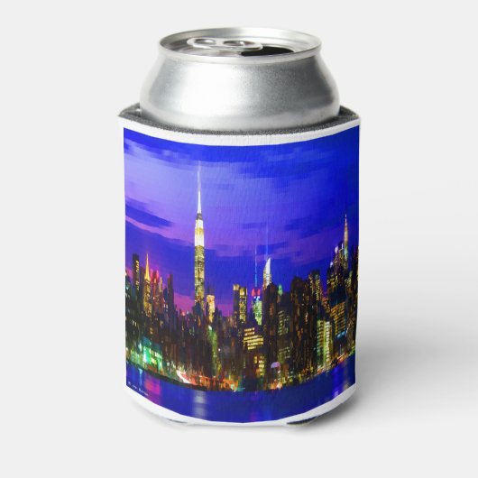 New York City Skyline bij nacht Blikjeskoeler (Blikje Achterkant)