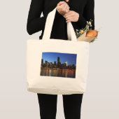 New York City Skyline bij nacht Grote Tote Bag (Voorkant (product))