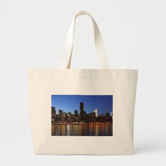New York City Skyline bij nacht Grote Tote Bag (Voorkant)