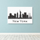 New York City | Skyline Black en White Canvas Afdruk (Insitu (Houten vloer))