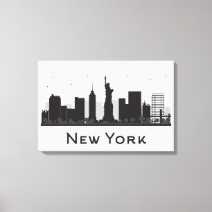 New York City Skyline Black en White Canvas Afdruk