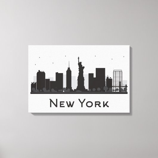 New York City | Skyline Black en White Canvas Afdruk (Voorkant)