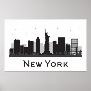 New York City   Skyline Black en White Poster