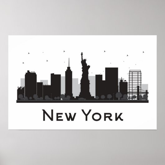 New York City | Skyline Black en White Poster (Voorkant)