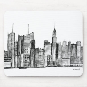 New York City  Skyline Black White NYC Muismat