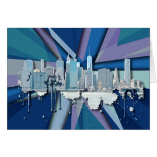 New York City Skyline   Blauw 3D