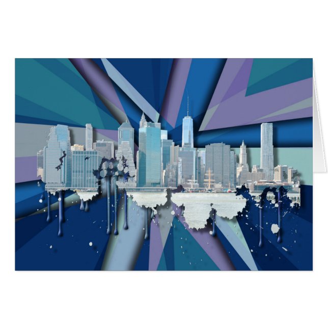 New York City Skyline | Blauw 3D (Voorkant Horizontaal)