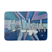 New York City Skyline | Blauw 3D Badmat (Voorkant)