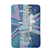 New York City Skyline | Blauw 3D Badmat (Voorkant Verticaal)