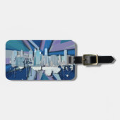 New York City Skyline | Blauw 3D Bagagelabel (Voorkant horizontaal)