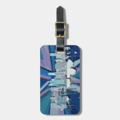 New York City Skyline | Blauw 3D Bagagelabel (Voorkant verticaal)