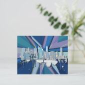 New York City Skyline | Blauw 3D Briefkaart (Staand voorkant)