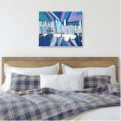 New York City Skyline | Blauw 3D Canvas Afdruk (Insitu (Slaapkamer))
