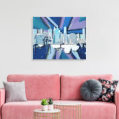 New York City Skyline | Blauw 3D Canvas Afdruk (Insitu (Woonkamer))