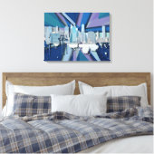 New York City Skyline | Blauw 3D Canvas Afdruk (Insitu (Slaapkamer))