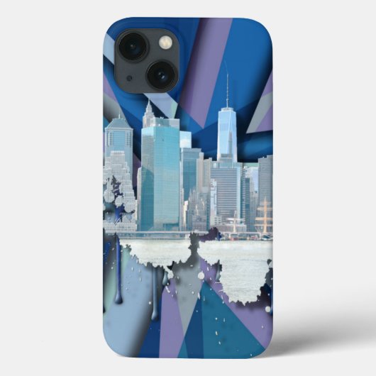 New York City Skyline | Blauw 3D Case-Mate iPhone Case (Achterkant)