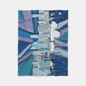 New York City Skyline | Blauw 3D Fleece Deken (Voorkant)