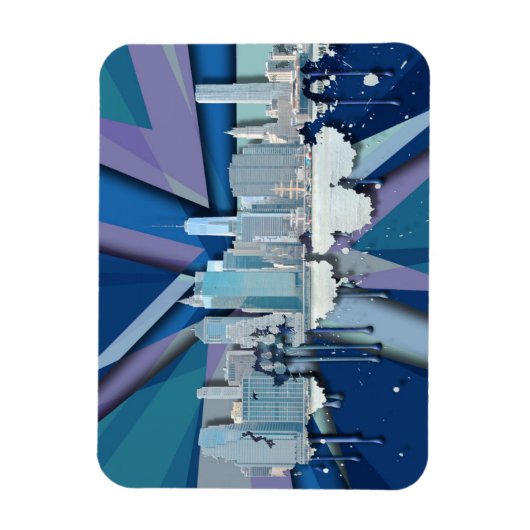 New York City Skyline | Blauw 3D Magneet (Verticaal)